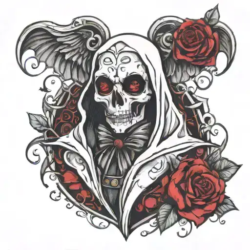valentines ghost tattoo design idea