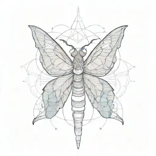 lunar moth with sacred geometry  tattoo design idea
