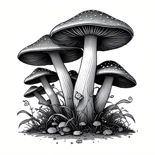 Nintendo ds mushrooms growing tattoo design idea