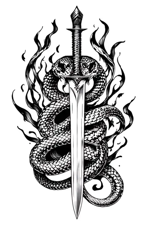 Snake dagger tattoo design idea