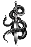 Snake dagger tattoo design idea