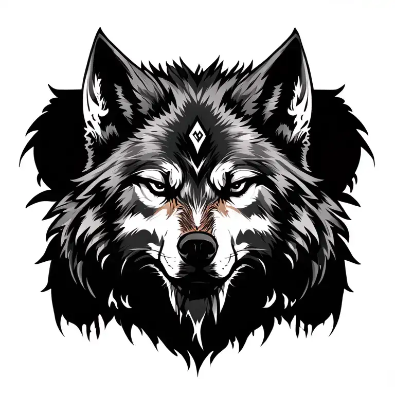 viking tribal wolf tattoo design idea