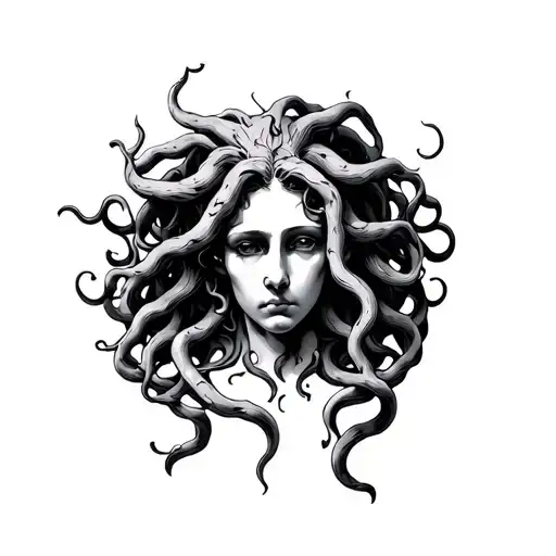 medusa head tattoo holding tattoo design idea