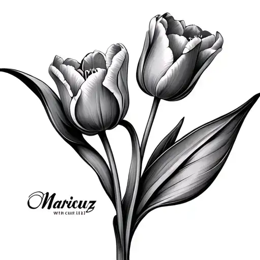 the name Maricruz with a tulip flower tattoo design idea