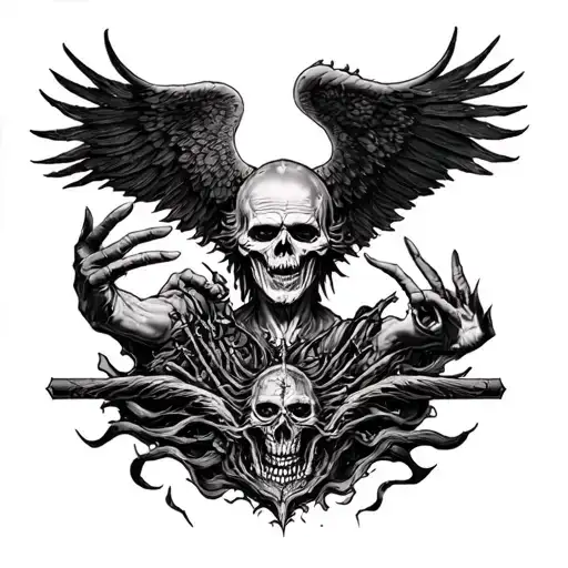 black sabbath album cover for the song heaven and hell  tattoo design idea