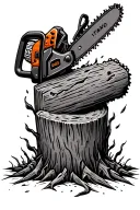 chainsaw stuck in log tattoo design idea