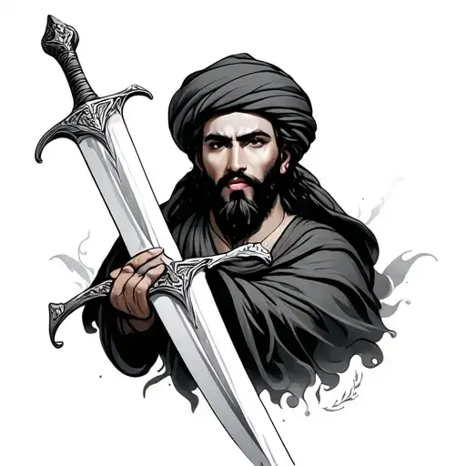 imam ali sword tattoo design idea