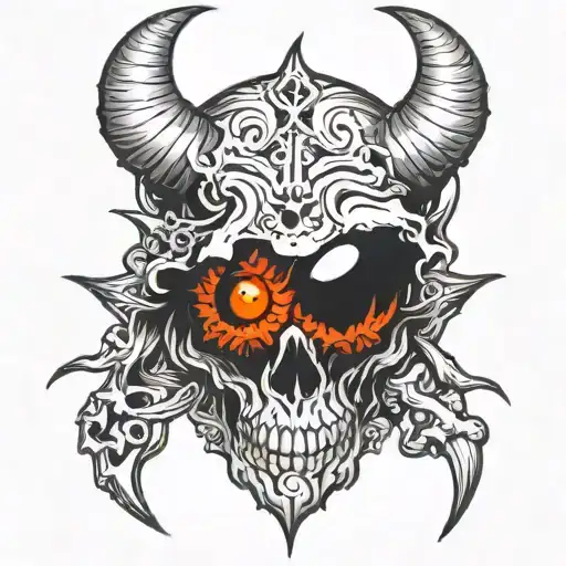 eye, demon, skull, right hand tattoo design idea