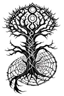 web of wyrd  and yggdrasil tree  tattoo design idea
