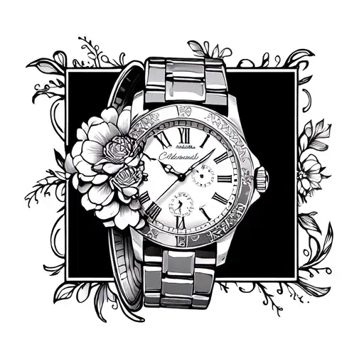 wedding date, watch, chest tattoo tattoo design idea