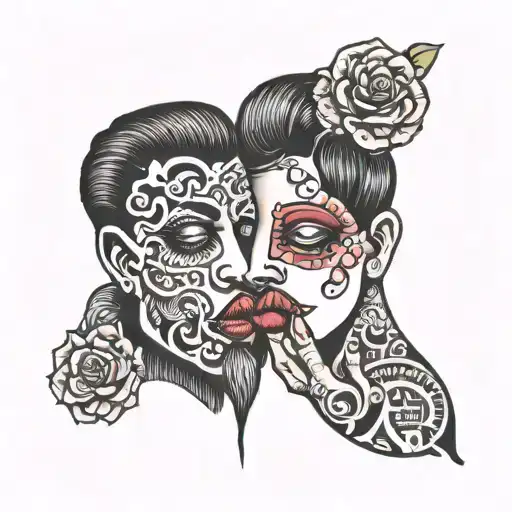 interlocking pinky finger with a lip kiss tattoo AI tattoo design idea