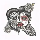 interlocking pinky finger with a lip kiss tattoo AI tattoo design idea