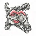 interlocking pinky finger with a lip kiss tattoo AI tattoo design idea