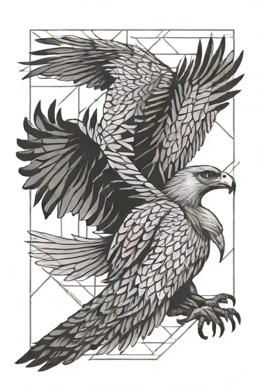 hawk killing a stork bird tattoo design idea