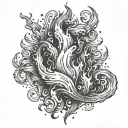 fire flames left arm sleeve tattoo design idea