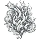 fire flames left arm sleeve tattoo design idea