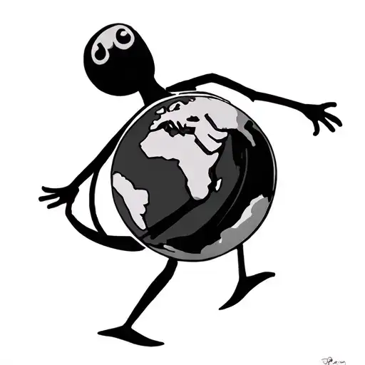 stickman carrying the world tattoo design idea