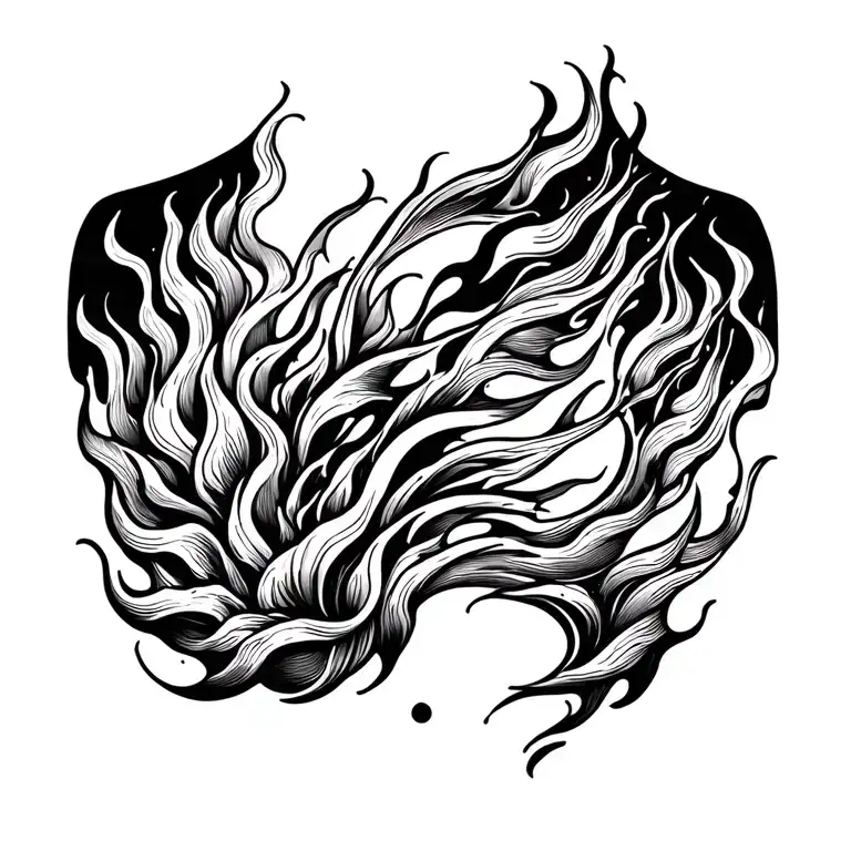 flames on breast  tattoo design idea