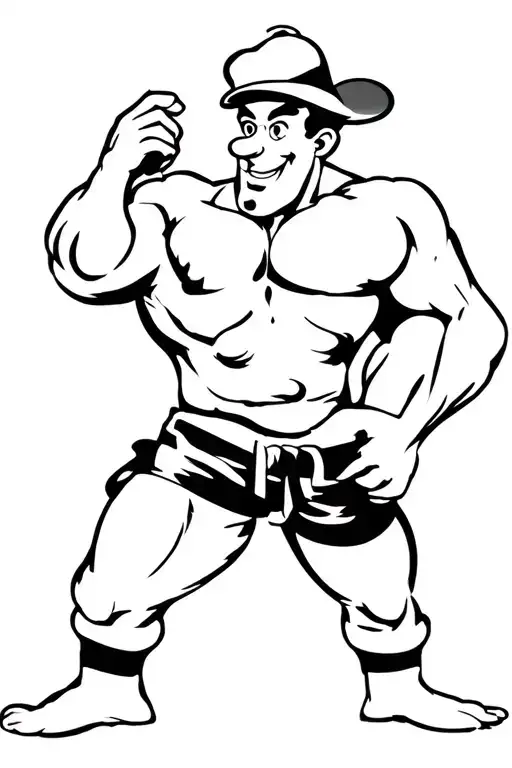 popeye in a romantic posr tattoo design idea