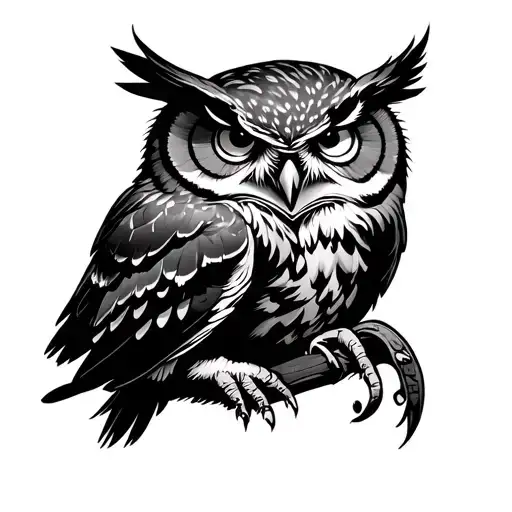arm owl aggressive  tattoo design idea