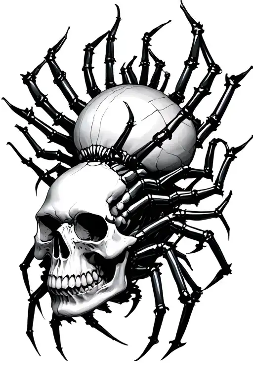 spider skulls tattoo design idea