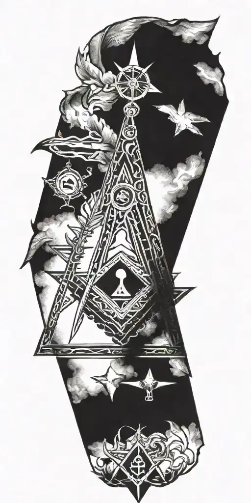 freemason square and compass tattoo design idea