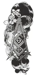 freemason square and compass tattoo design idea