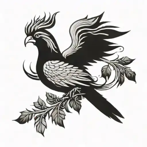 phoenix with wreath of laurel leaves  tattoo design idea