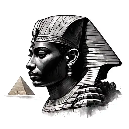 Giza pyramids, sphinx, afro centric collage tattoo featuring tattoo design idea
