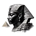 Giza pyramids, sphinx, afro centric collage tattoo featuring tattoo design idea