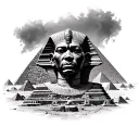 Giza pyramids, sphinx, afro centric collage tattoo featuring tattoo design idea