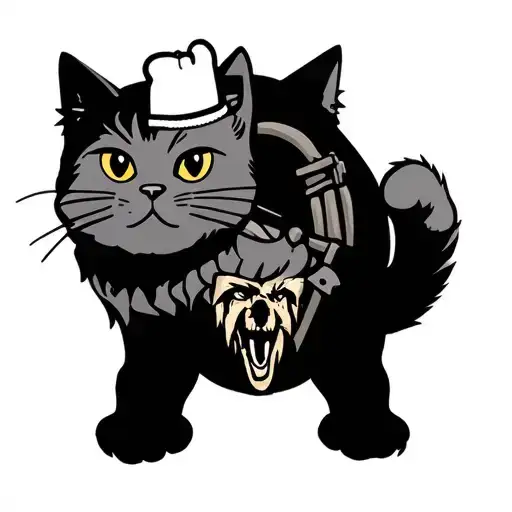 Tattoo on the forearm in styles Russian crime with Soviet cartoon heroes (Cat Leopold or Wait) tattoo design idea