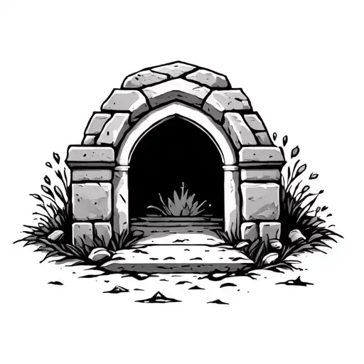 The empty tomb stone tattoo design idea