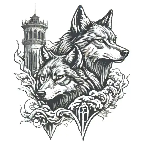wolfs dark tower tattoo design idea