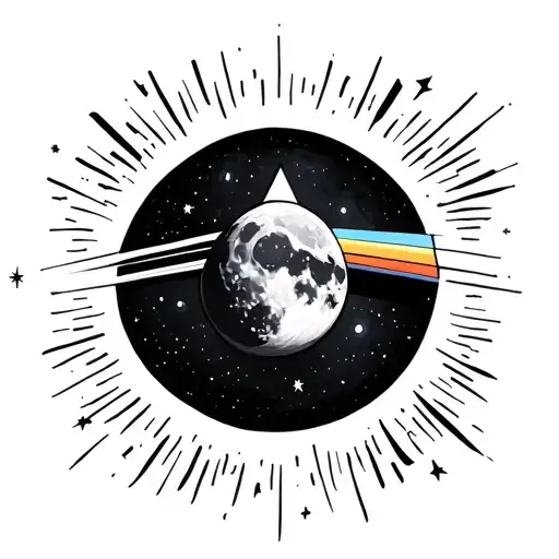 dark side of the moon surrounded tattoo design idea