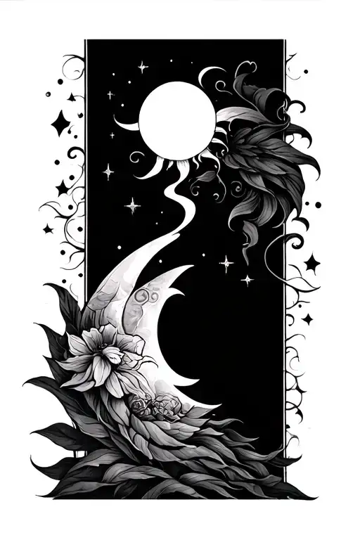luna y sol vertical tattoo tattoo design idea