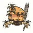 Sugar cane field durning sunset tattoo design idea