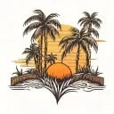 Sugar cane field durning sunset tattoo design idea