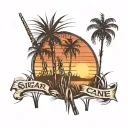 Sugar cane field durning sunset tattoo design idea