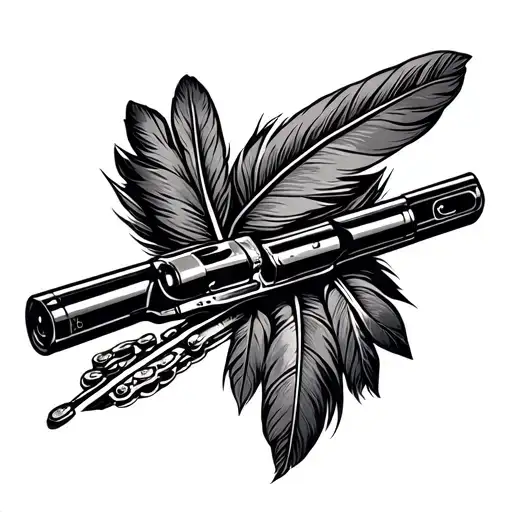 bicycle chain arrows Indian feathers double barrel shotgun 1977 Hudson tattoo design idea