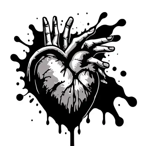 hand on the door bloody heart on the floor  tattoo design idea
