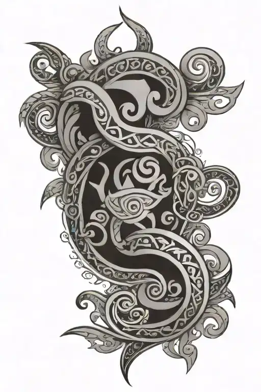 4 Elements Avatar style Maori tattoo online for back tattoo design idea