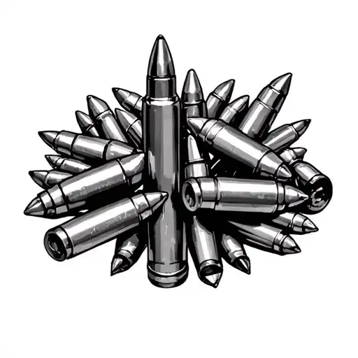 American traditional 5.56 bullet casings scattered tattoo design idea