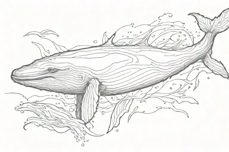 humpback whale swimming tattoo design idea