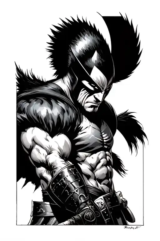 Wolverine and Fighting Spartan tattoo design idea