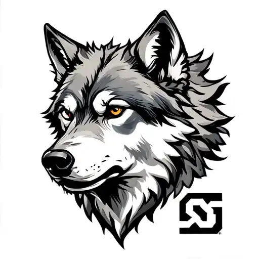 wolf head with sigma sign tattoo design idea