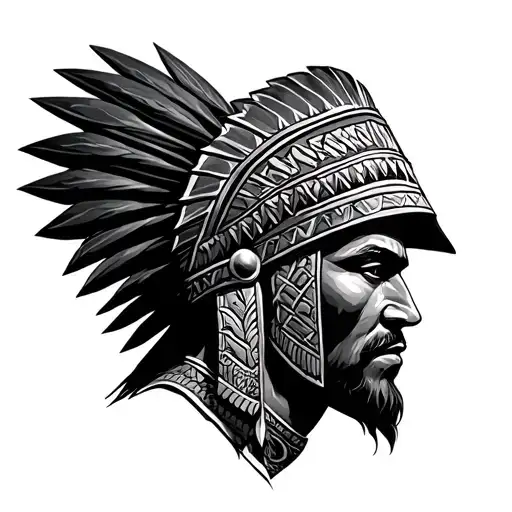 Aztec mestizo conquistador tattoo design idea