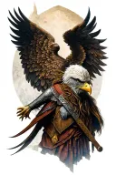 viking with eagle wings tattoo design idea