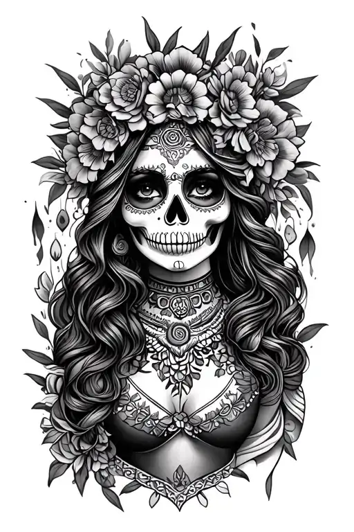 valkirye and Catrina Mexico tattoo design idea