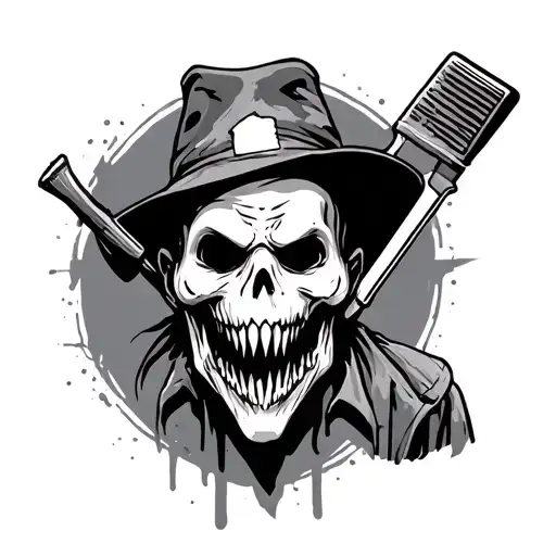scary construction painter tattoo design idea